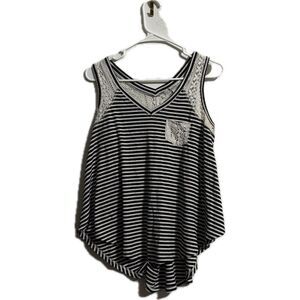 American Rag Black and White Asymmetrical Sleeveless Tank Top